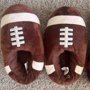 Classic Brown Football Plush Kids One-Piece Slippers